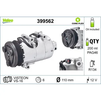 Compresseur, climatisation VALEO 399562