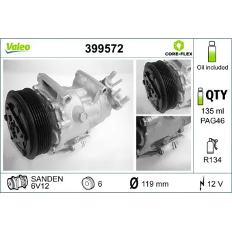 Compresseur, climatisation VALEO 399572
