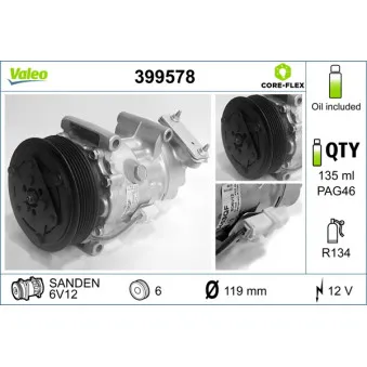 Compresseur, climatisation VALEO 399578