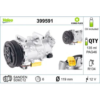 Compresseur, climatisation VALEO 399591
