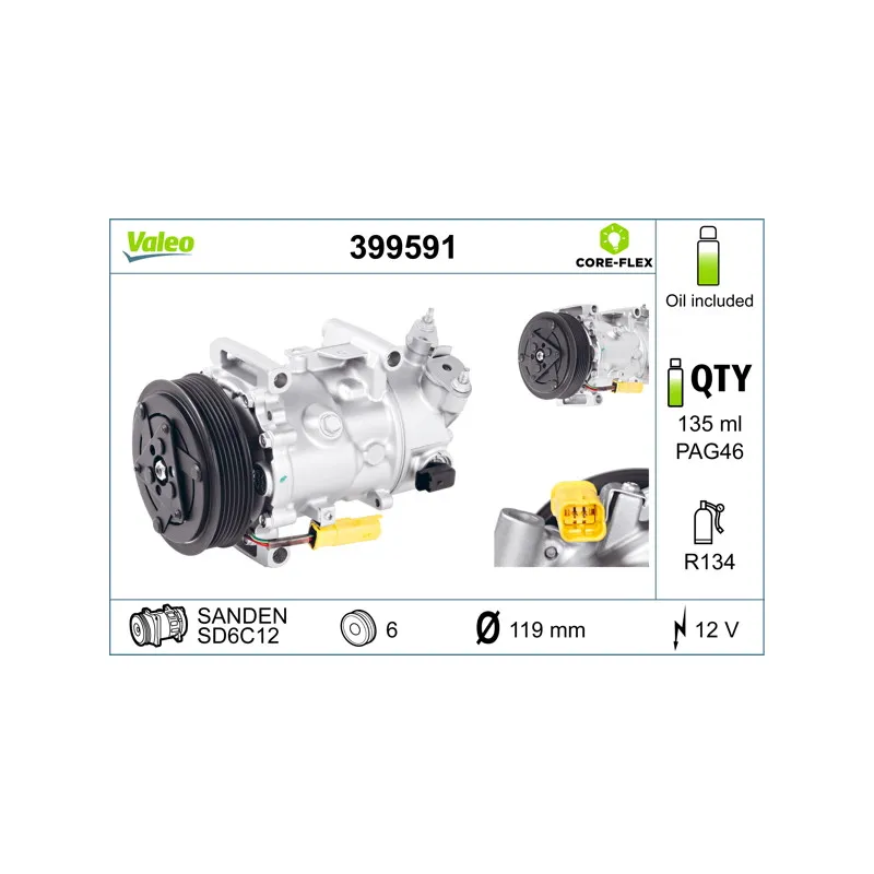 Compresseur, climatisation VALEO 399591