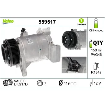 Compresseur, climatisation VALEO 559517