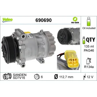 Compresseur, climatisation VALEO 690690
