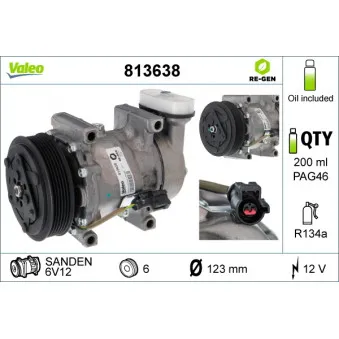 Compresseur, climatisation VALEO 813638