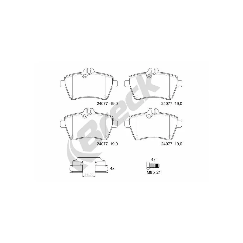 Jeu de 4 plaquettes de frein avant BRECK 24077 00 701 00
