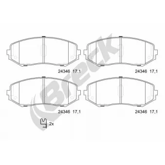 Jeu de 4 plaquettes de frein avant BRECK 24346 00 701 00