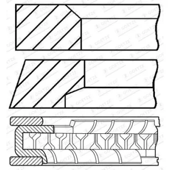 Jeu de segments de pistons GOETZE ENGINE 08-433707-00