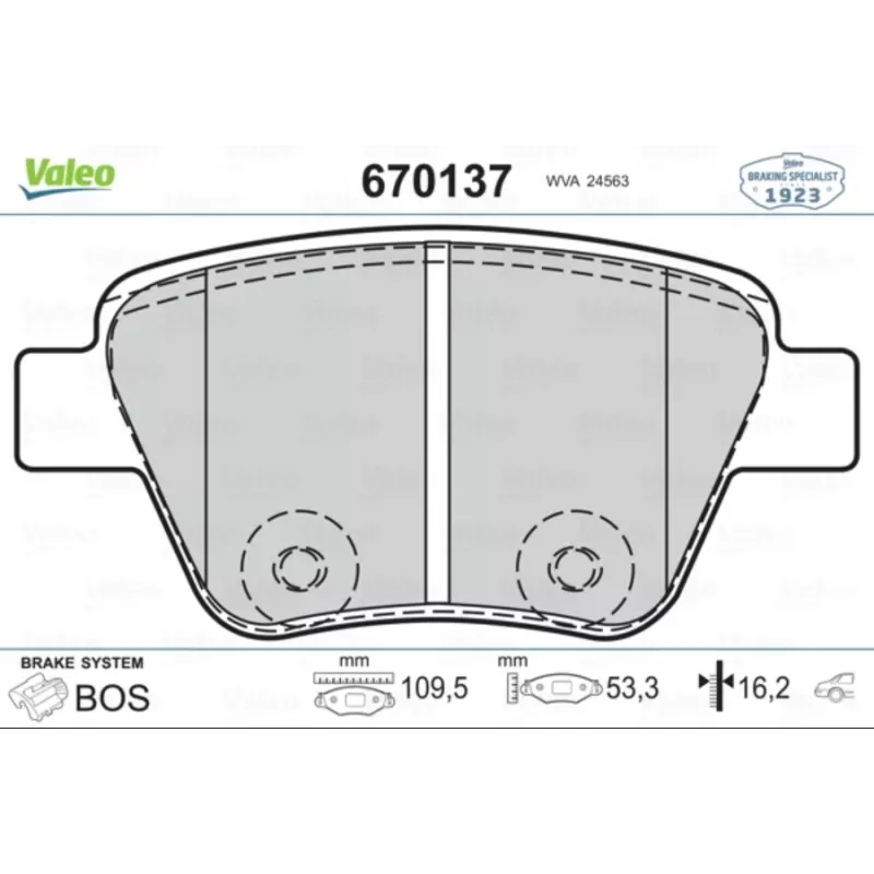 Jeu de 4 plaquettes de frein arrière VALEO 670137