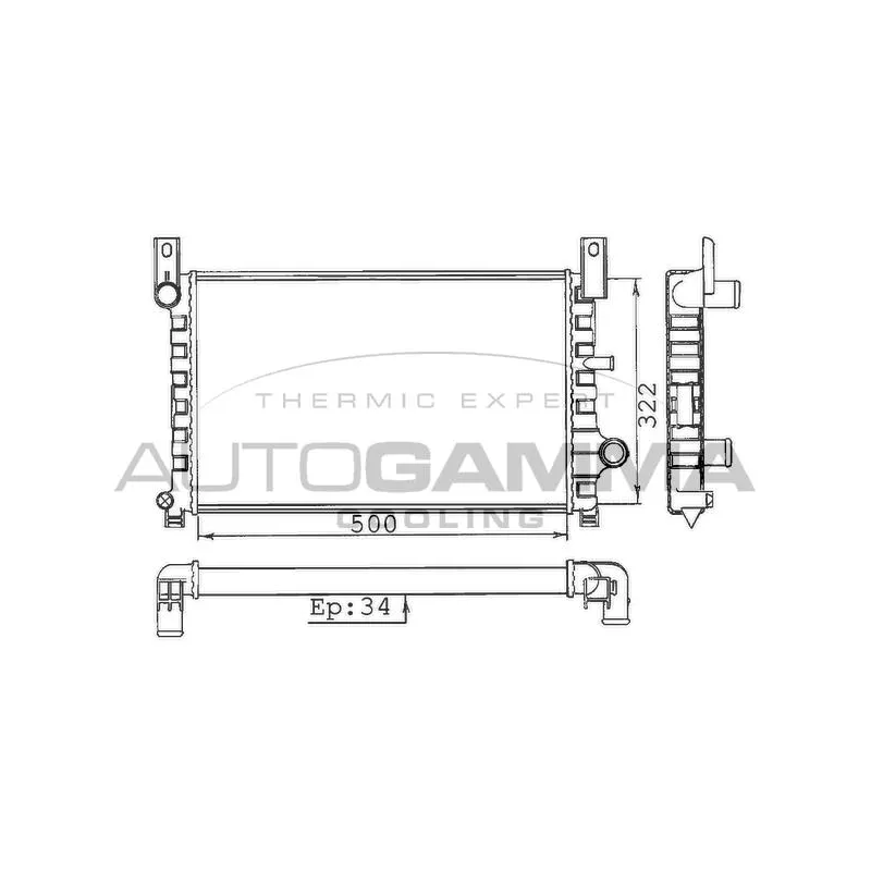 Radiateur, refroidissement du moteur AUTOGAMMA 100331
