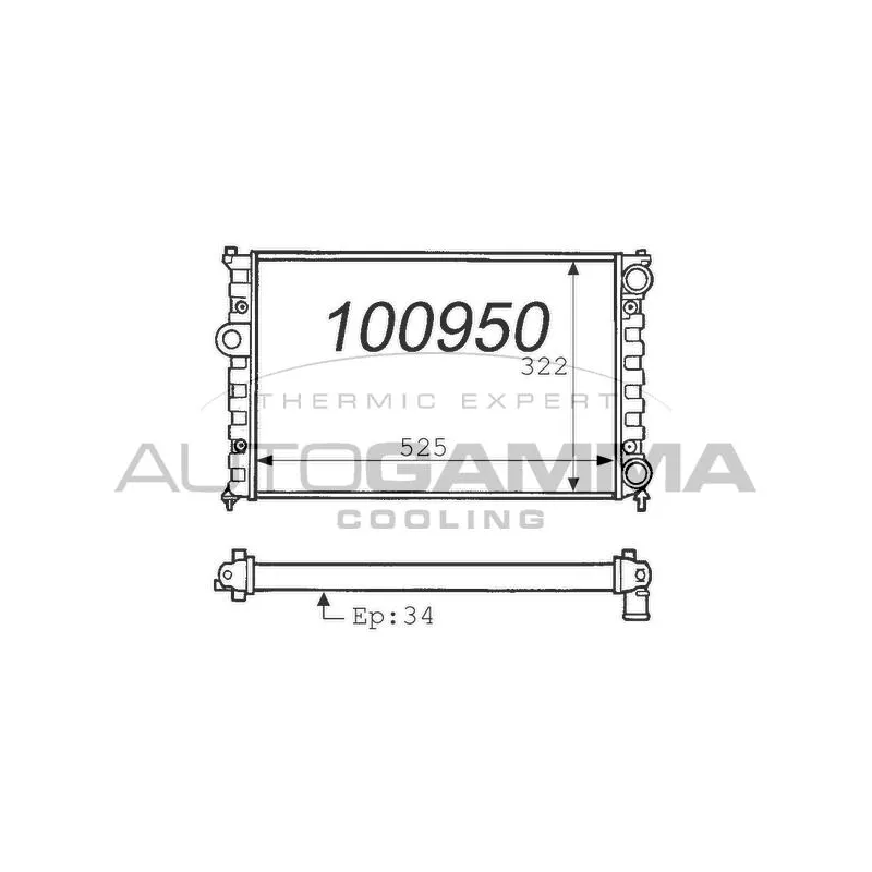 Radiateur, refroidissement du moteur AUTOGAMMA 100950