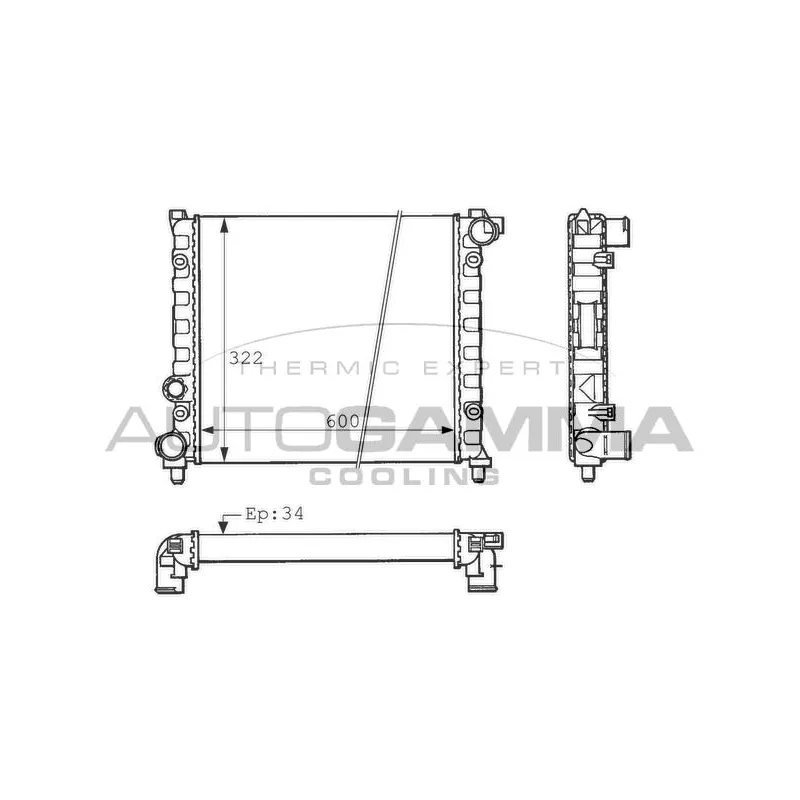Radiateur, refroidissement du moteur AUTOGAMMA 100954