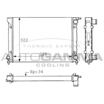 Radiateur, refroidissement du moteur AUTOGAMMA 100960