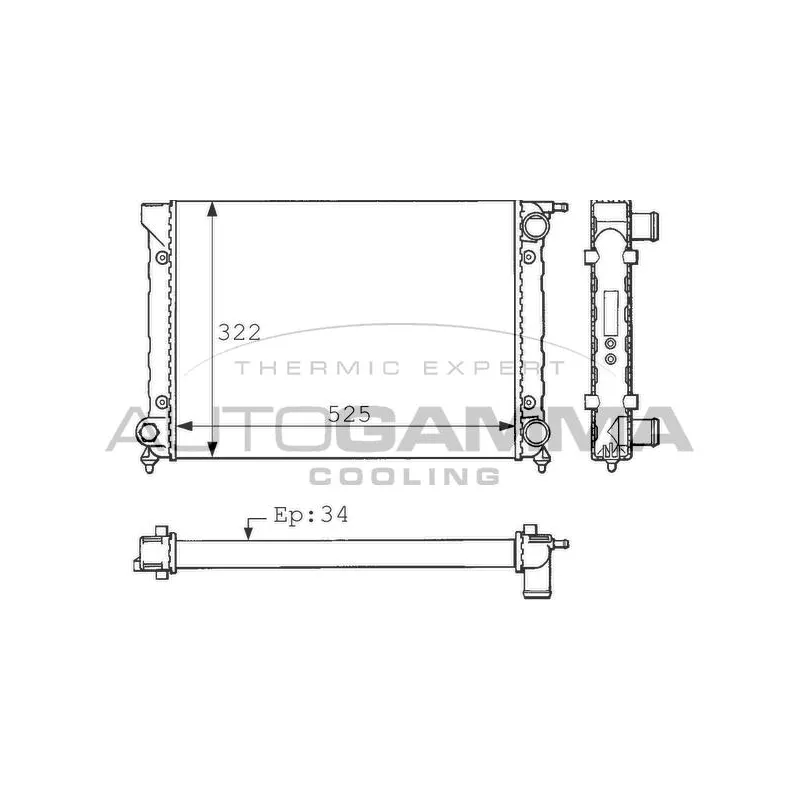 Radiateur, refroidissement du moteur AUTOGAMMA 100960