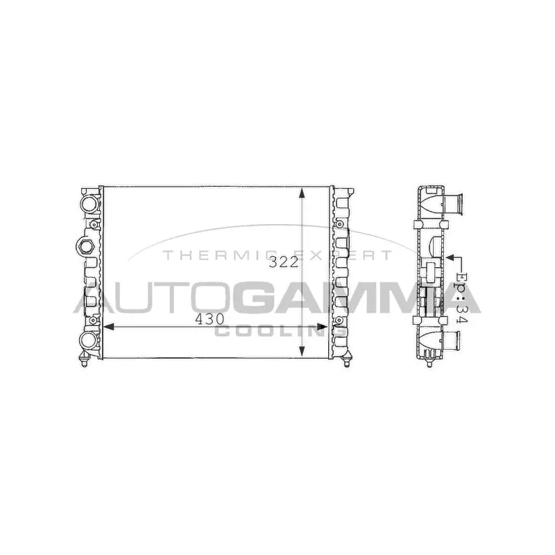 Radiateur, refroidissement du moteur AUTOGAMMA 101055