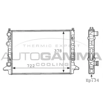 Radiateur, refroidissement du moteur AUTOGAMMA 101077