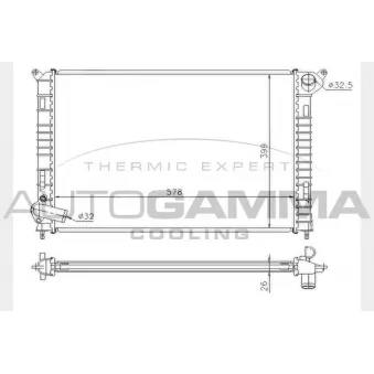 Radiateur, refroidissement du moteur AUTOGAMMA 104289