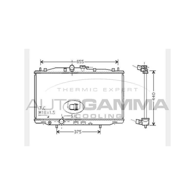 Radiateur, refroidissement du moteur AUTOGAMMA 104516