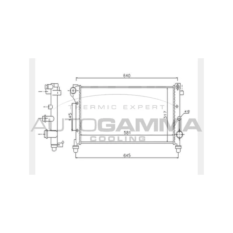 Radiateur, refroidissement du moteur AUTOGAMMA 104636