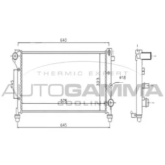 Radiateur, refroidissement du moteur AUTOGAMMA 104637