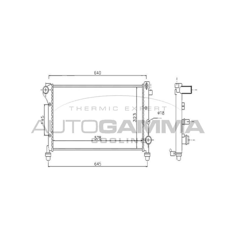 Radiateur, refroidissement du moteur AUTOGAMMA 104637