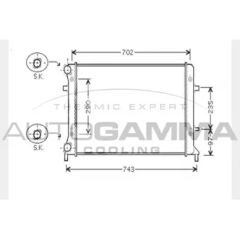 Radiateur, refroidissement du moteur AUTOGAMMA 104749