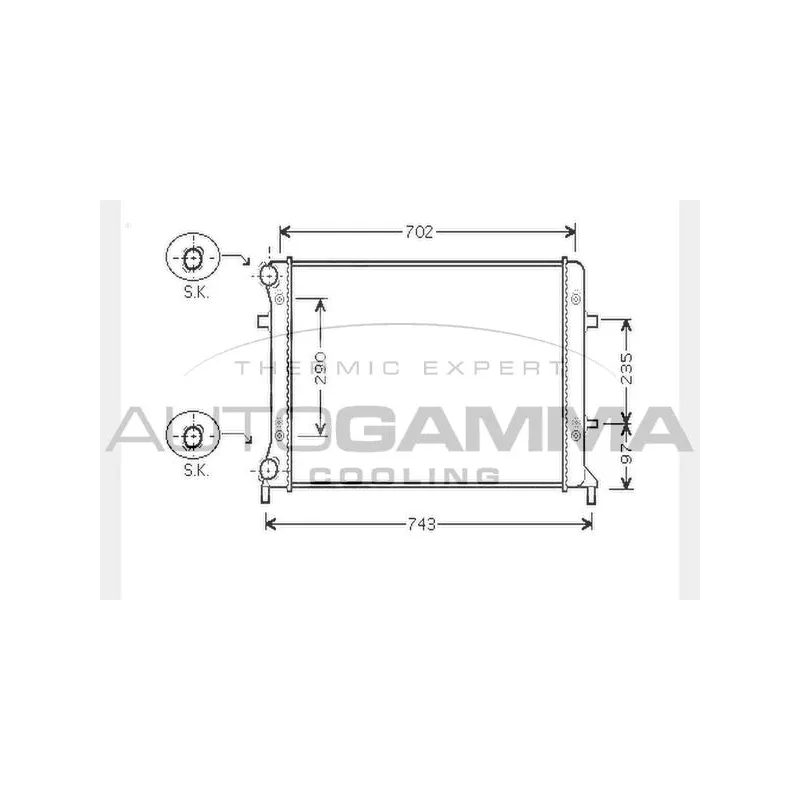 Radiateur, refroidissement du moteur AUTOGAMMA 104749