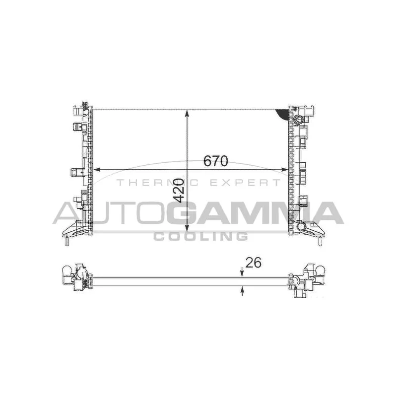 Radiateur, refroidissement du moteur AUTOGAMMA 105094