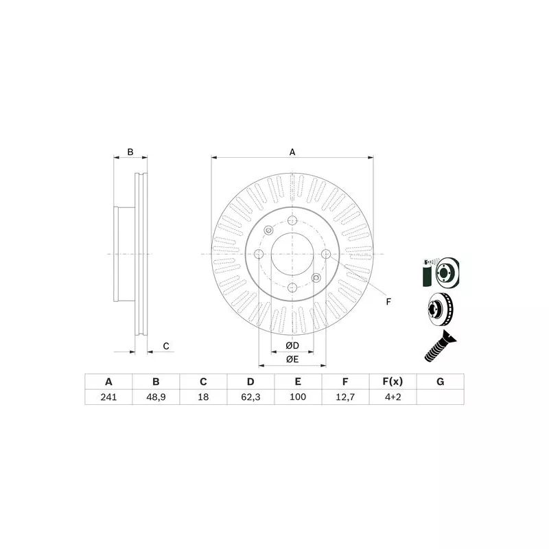 Jeu de 2 disques de frein avant BOSCH 0 986 479 E73