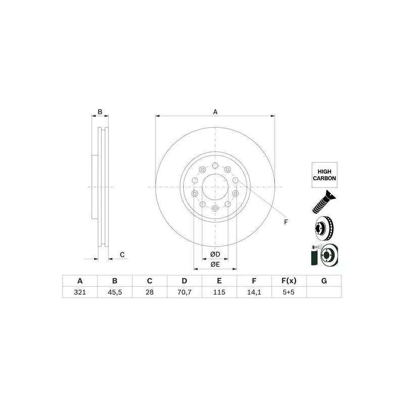 Jeu de 2 disques de frein avant BOSCH 0 986 479 F03