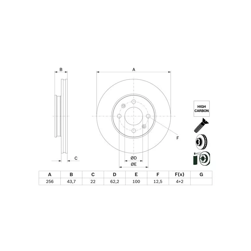 Jeu de 2 disques de frein avant BOSCH 0 986 479 F29