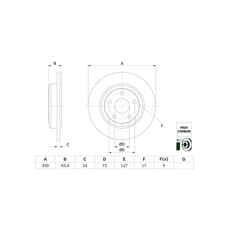 Jeu de 2 disques de frein arrière BOSCH 0 986 479 F89