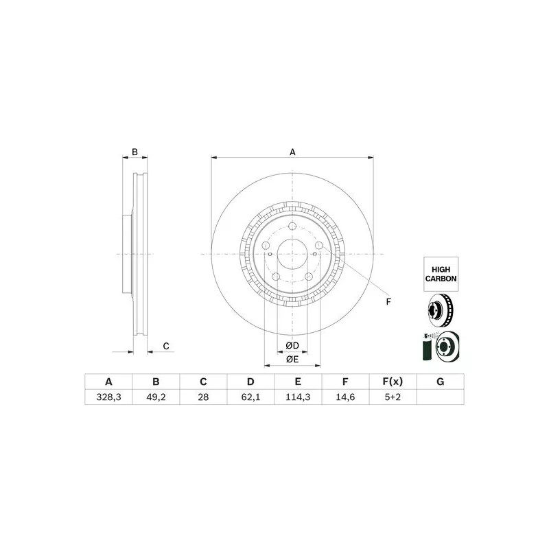 Jeu de 2 disques de frein avant BOSCH 0 986 479 G63