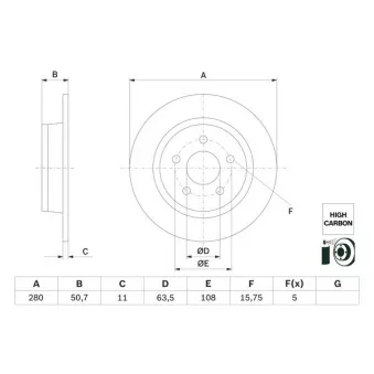 Jeu de 2 disques de frein arrière BOSCH 0 986 479 G71