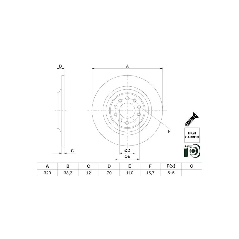 Jeu de 2 disques de frein arrière BOSCH 0 986 479 G74