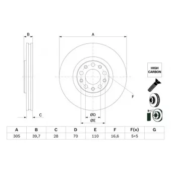 Jeu de 2 disques de frein avant BOSCH 0 986 479 G89