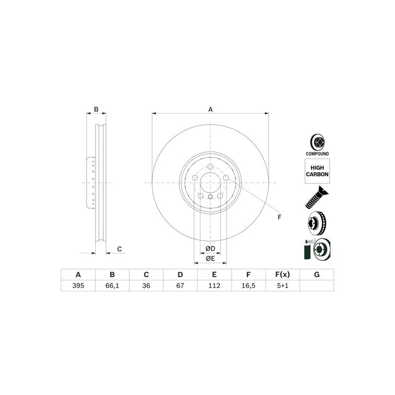 Disque de frein avant droit BOSCH 0 986 479 H12