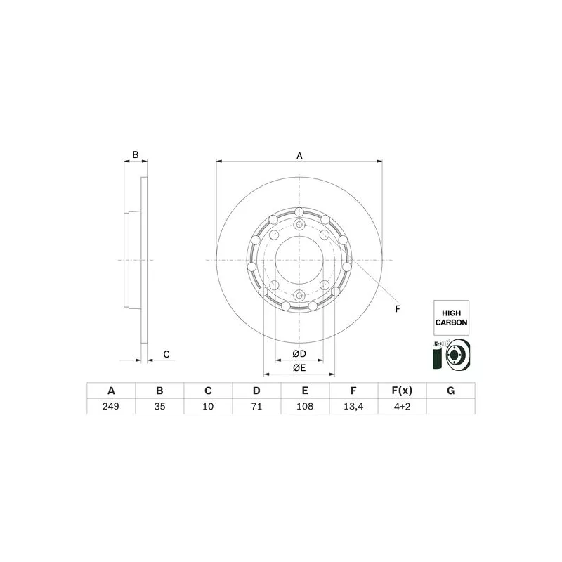 Jeu de 2 disques de frein arrière BOSCH 0 986 479 H15