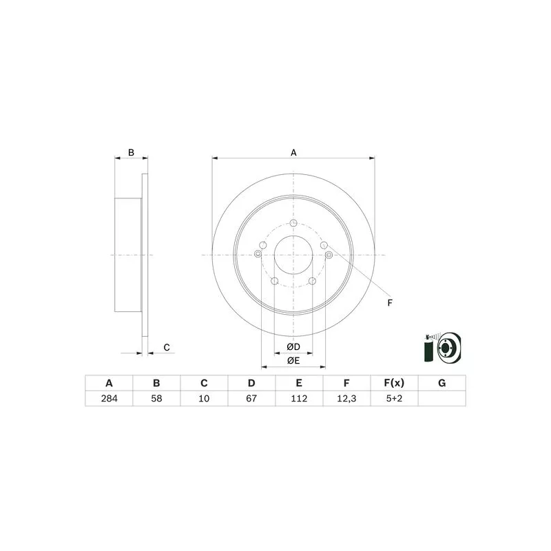 Jeu de 2 disques de frein arrière BOSCH 0 986 479 H16