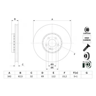 Jeu de 2 disques de frein avant BOSCH 0 986 479 H41