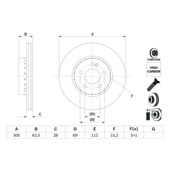 Jeu de 2 disques de frein avant BOSCH 0 986 479 H46