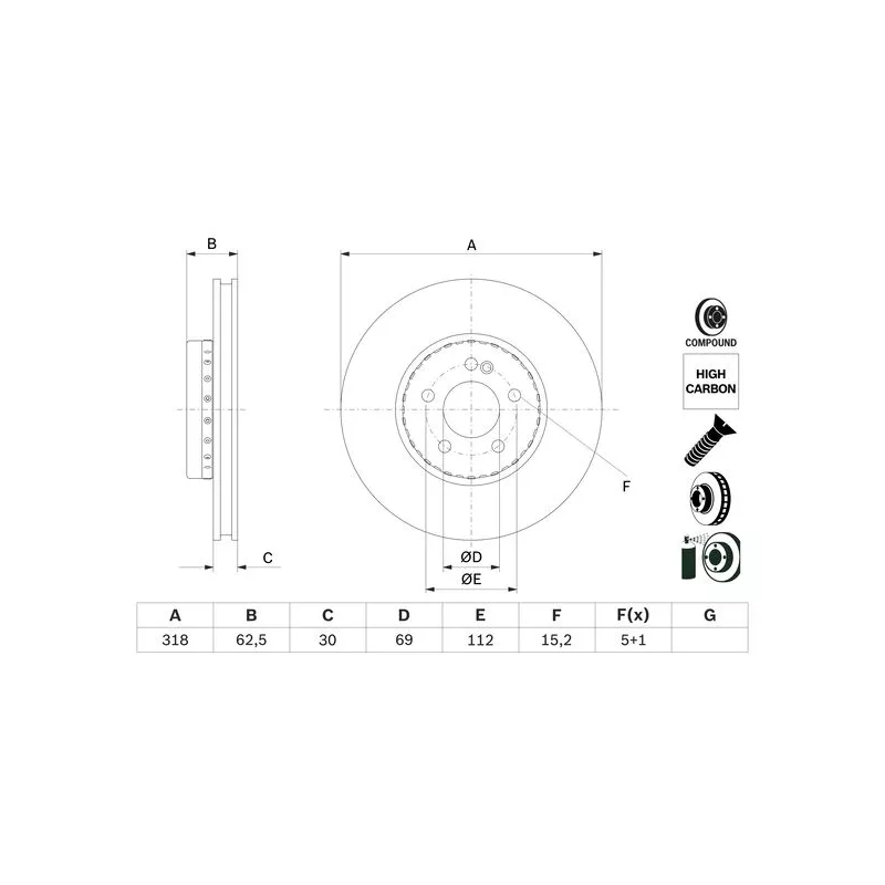 Jeu de 2 disques de frein avant BOSCH 0 986 479 H47
