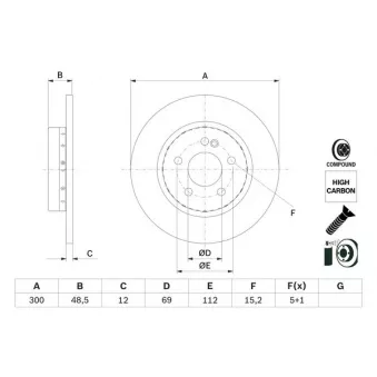 Jeu de 2 disques de frein arrière BOSCH 0 986 479 H49