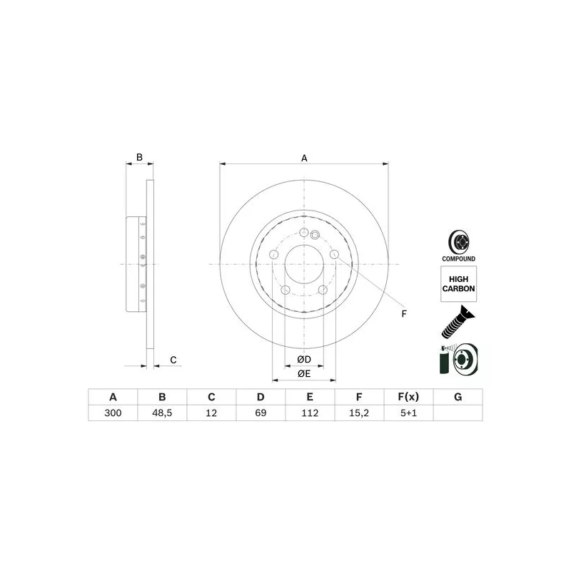 Jeu de 2 disques de frein arrière BOSCH 0 986 479 H49