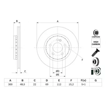 Jeu de 2 disques de frein arrière BOSCH 0 986 479 H50
