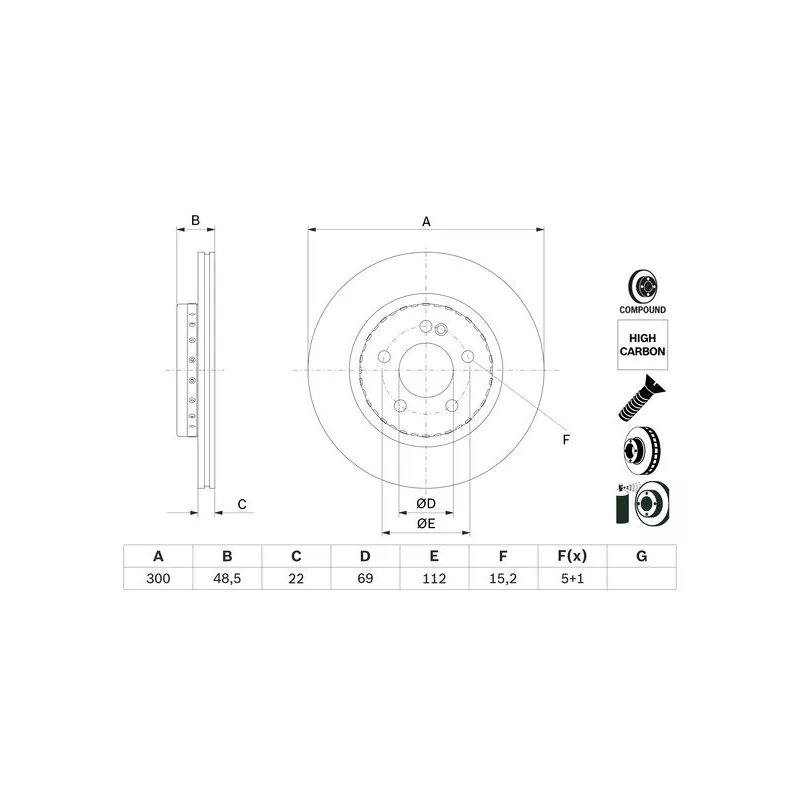 Jeu de 2 disques de frein arrière BOSCH 0 986 479 H50