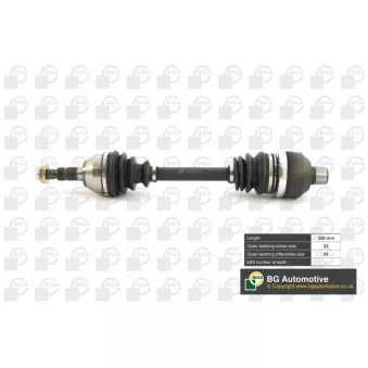 Arbre de transmission avant droit BGA DS9516R