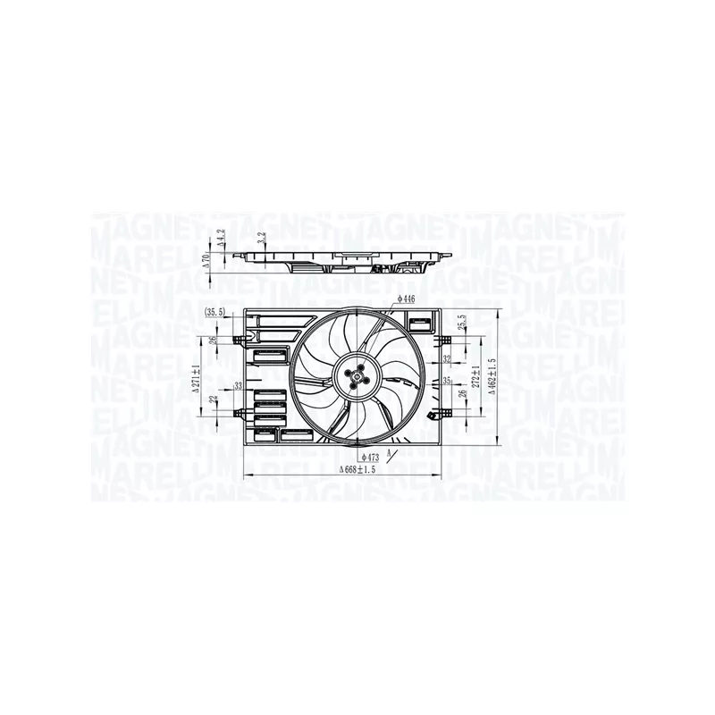 Ventilateur, refroidissement du moteur MAGNETI MARELLI 069422828010