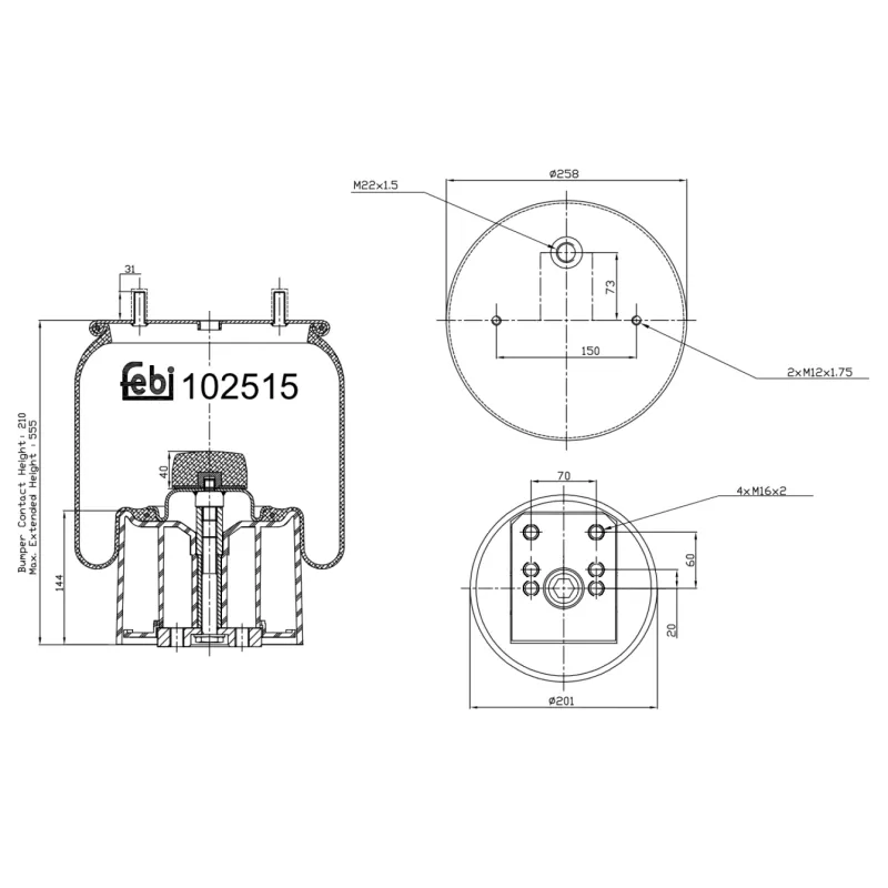 Soufflet à air, suspension pneumatique FEBI BILSTEIN 102515