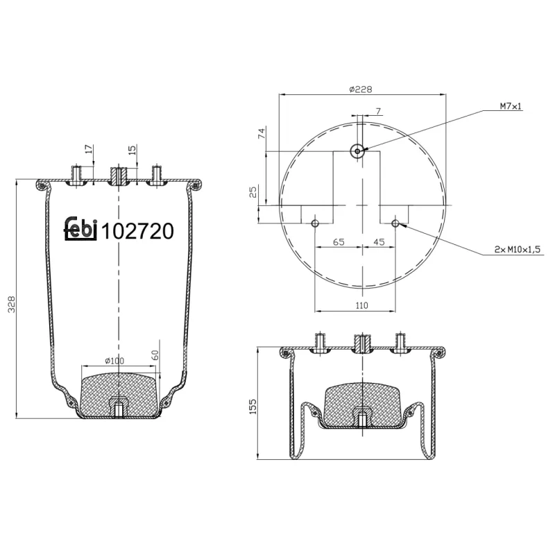 Soufflet à air, suspension pneumatique FEBI BILSTEIN 102720
