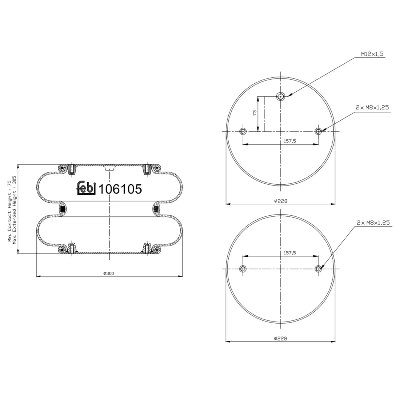 Soufflet à air, suspension pneumatique FEBI BILSTEIN 106105